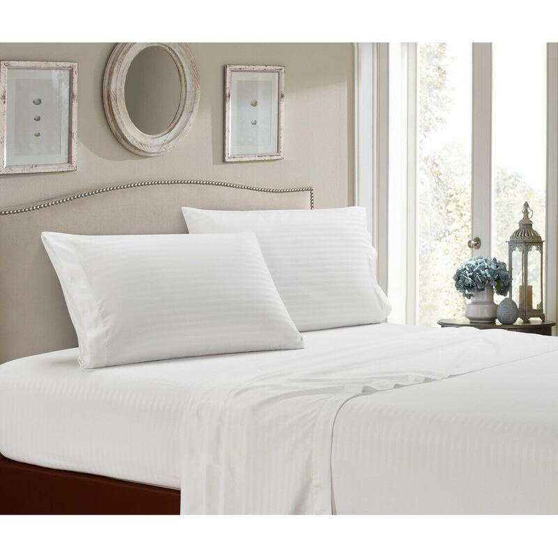 1800 Series Sheets for Bed Dobby Stripe Stay Cool Bed Sheets Deep Pockets Soft