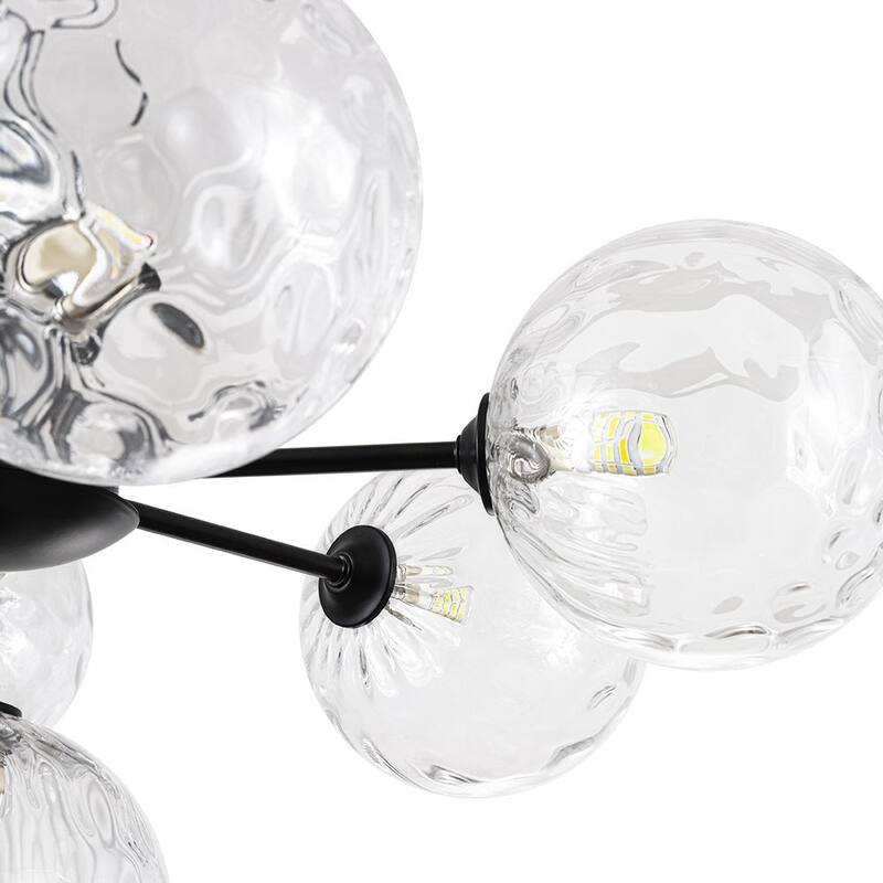 Contemporary Water Glass Bubble Round Tiered Chandelier 25.6 in