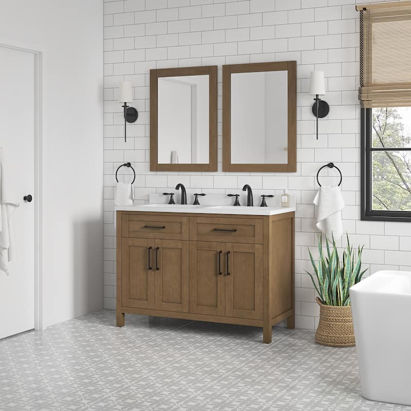 OVE Decors Tahoe 48 in. Double Sink Bathroom Vanity in Brushed Almond Latte
