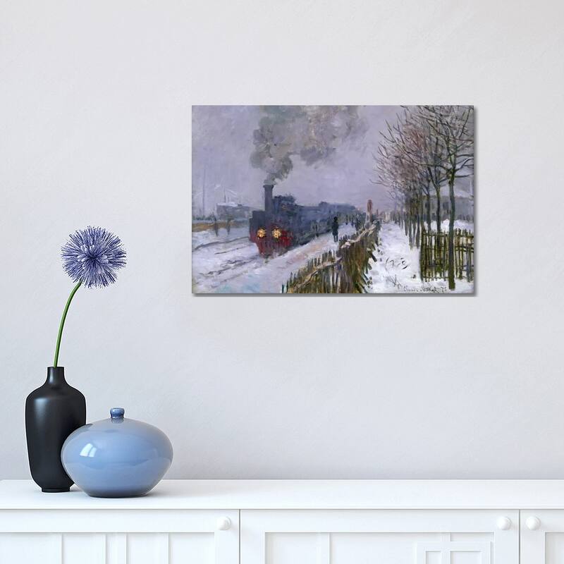 iCanvas "Train in the Snow or The Locomotive, 1875 " by Claude Monet Canvas Print - 12x18x1.5
