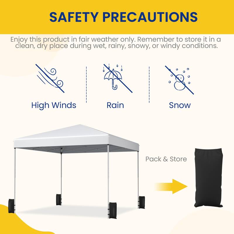 Pop Up Canopy Tent – Outdoor Shade Gazebo with Storage Bag & Sandbags,Easy Setup Canopy for Patio, Camping, Beach