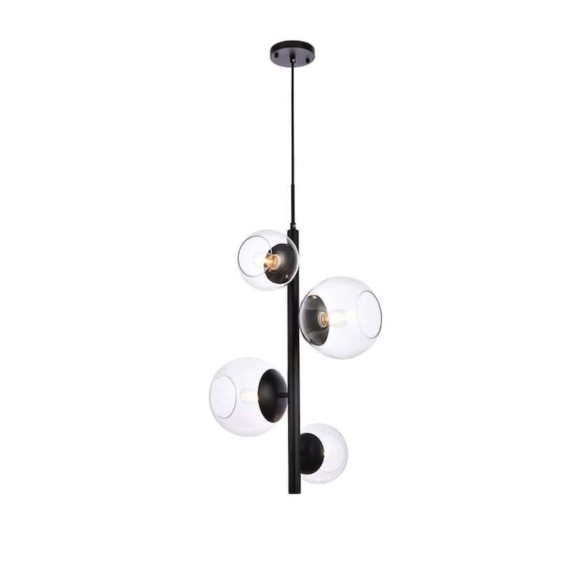 Warren 18 inch Pendant with Clear Shade - N/A - Black