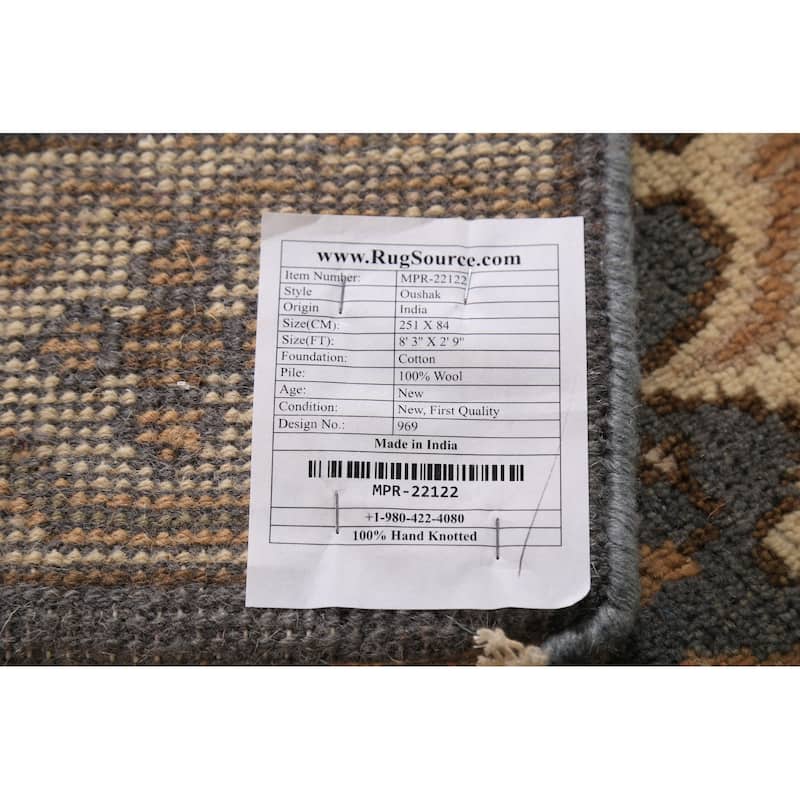 All-Over Oushak Indian Runner Rug Handmade Wool Carpet - 2'9" x 8'3"