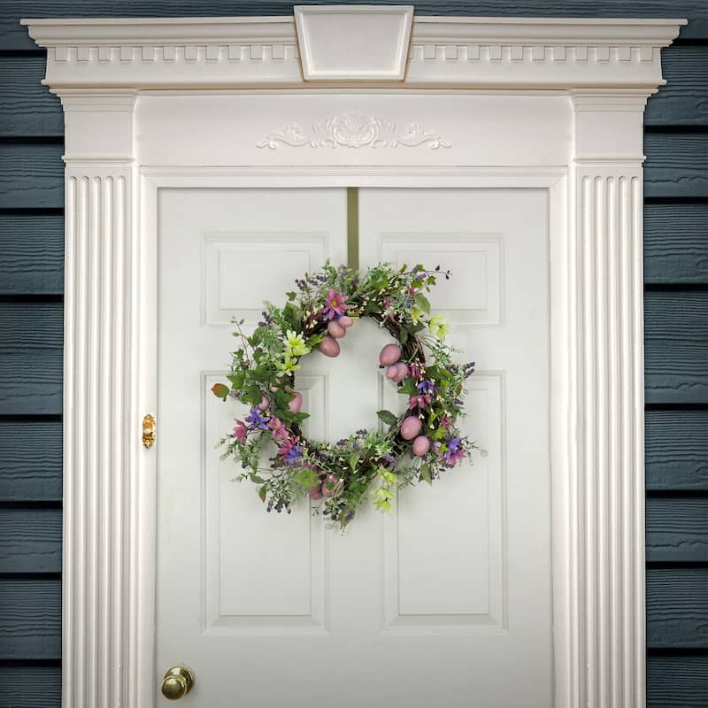 National Tree Company 22 in. Flowering Pink Eggs Easter Wreath