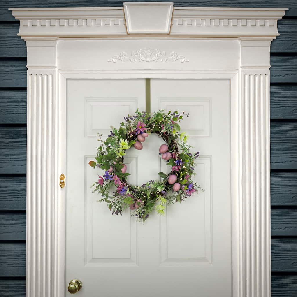 National Tree Company 22 in. Flowering Pink Eggs Easter Wreath
