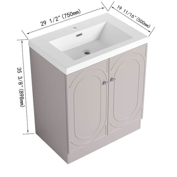 dimension image slide 0 of 9, BNK 24/30/36 inch Freestanding Single Sink Bathroom Vanity with Soft Close Door and Adjustable Shelf