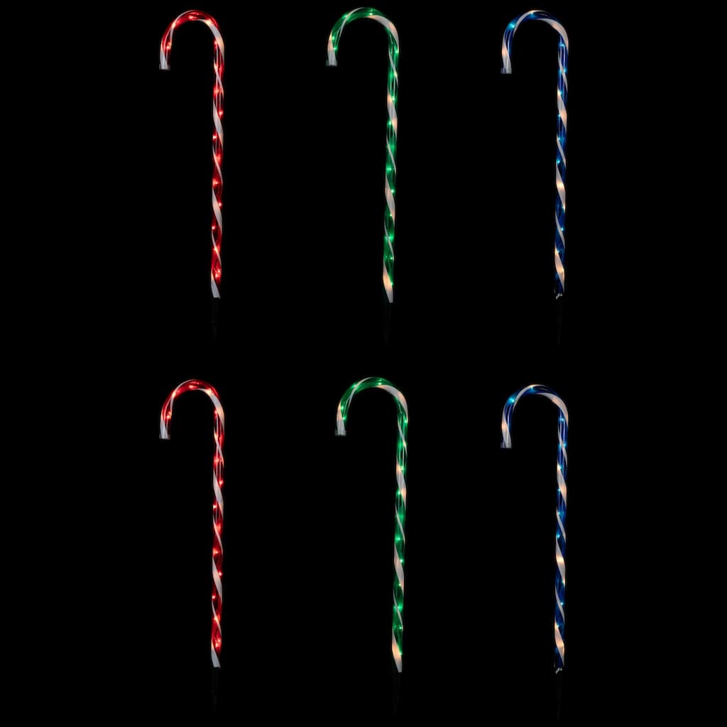 Lighted Outdoor Christmas Candy Cane Pathway Markers - 28"- Set of 6