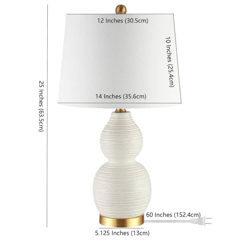 SAFAVIEH Lighting Rikie 25-inch White LED Table Lamp - 14" W x 14" L x 25.5" H - 14Wx14Dx26H