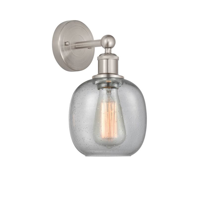 Innovations Lighting 616-1W-12-6 Belfast Sconce Belfast 12" Tall Wall - Brushed Satin Nickel / Seedy