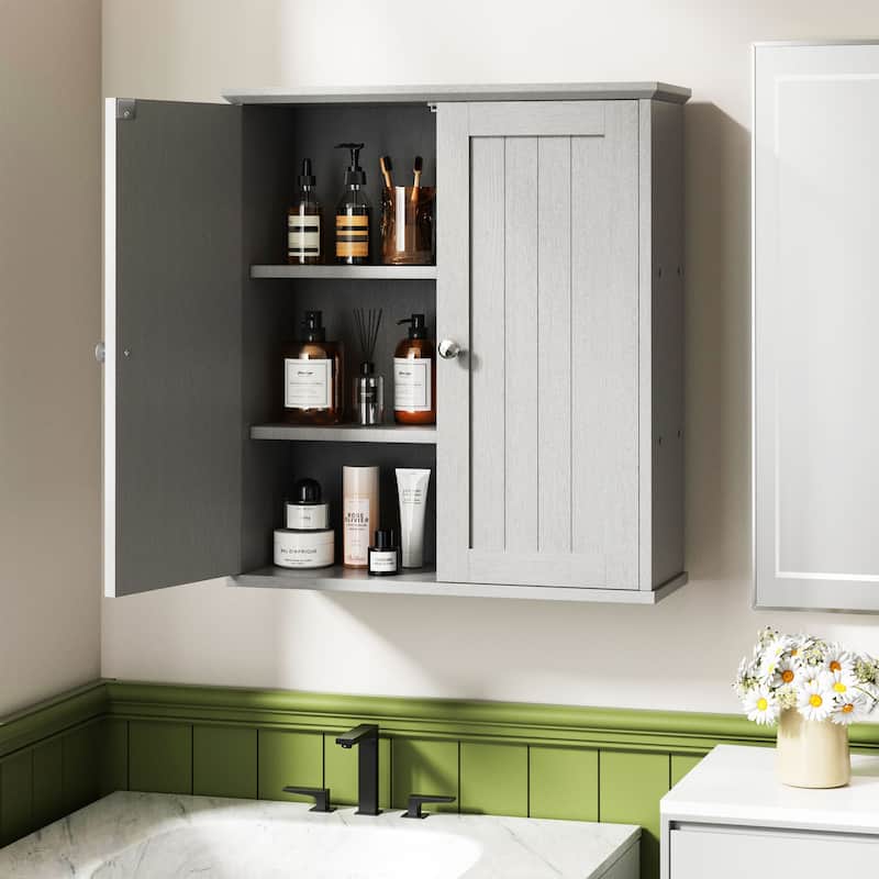 Futzca Bathroom Cabinet Wall Mounted, Storage Cabinet with Doors and Shelves - Grey - Modern