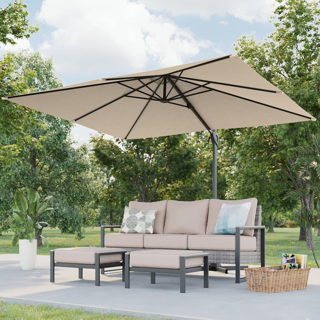 BONOSUKI 10x8FT Cantilever Patio Umbrella, Ultimate Outdoor Comfort with 360° Rotation and Canopy Angle Adjustment