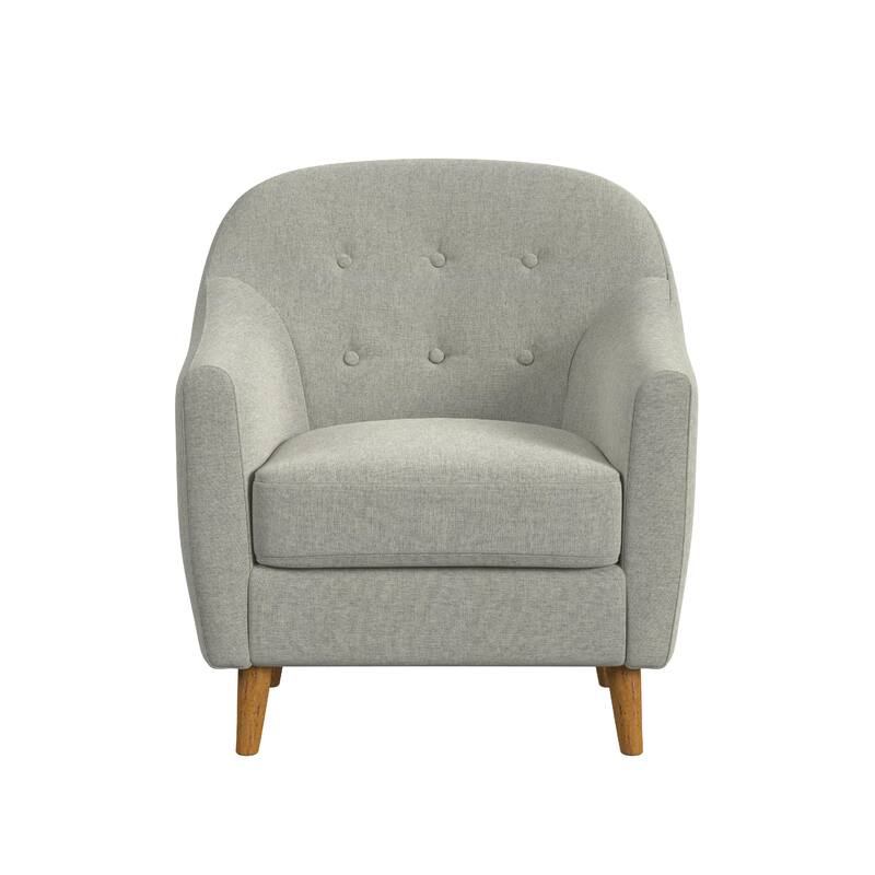 Accent Armchair, Button Tufted Backrest, Soft Gray Woven Fabric