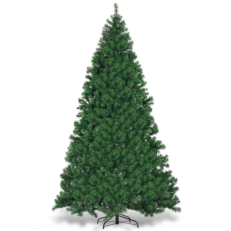 9ft Pre-Lit Christmas Tree with 700 LED Lights and 2028 PVC Tips Auto-Spread Hinged Design - 5.2'Dia x 9'H