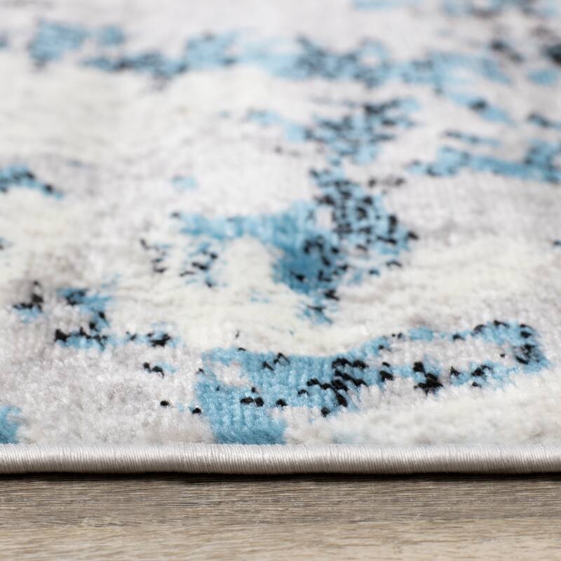 Madrid Collection - Grey Distressed Blue Spackle Rug