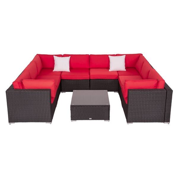 Shop Black Friday Deals On Kinbor 9 Piece Outdoor Furniture Patio Sectional Sofa All Weather Rattan Wicker Chat Set W Cushions Overstock 23485877