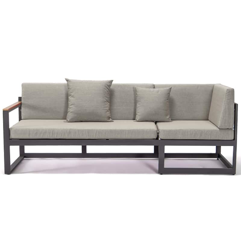 Chelsea 3-Piece Adjustable Headrest All-Weather Sectional Set in Aluminum Frame with Removable Cushion Covers for Indoor/Outdoor