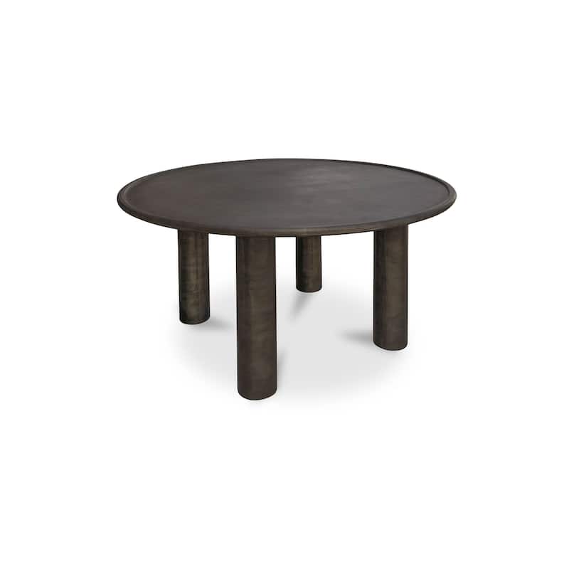 NADAAL STUDIOS Jossan Outdoor Dining Table, Round Cast Aluminum with Blackened Bronze Finish, Deep Bronze