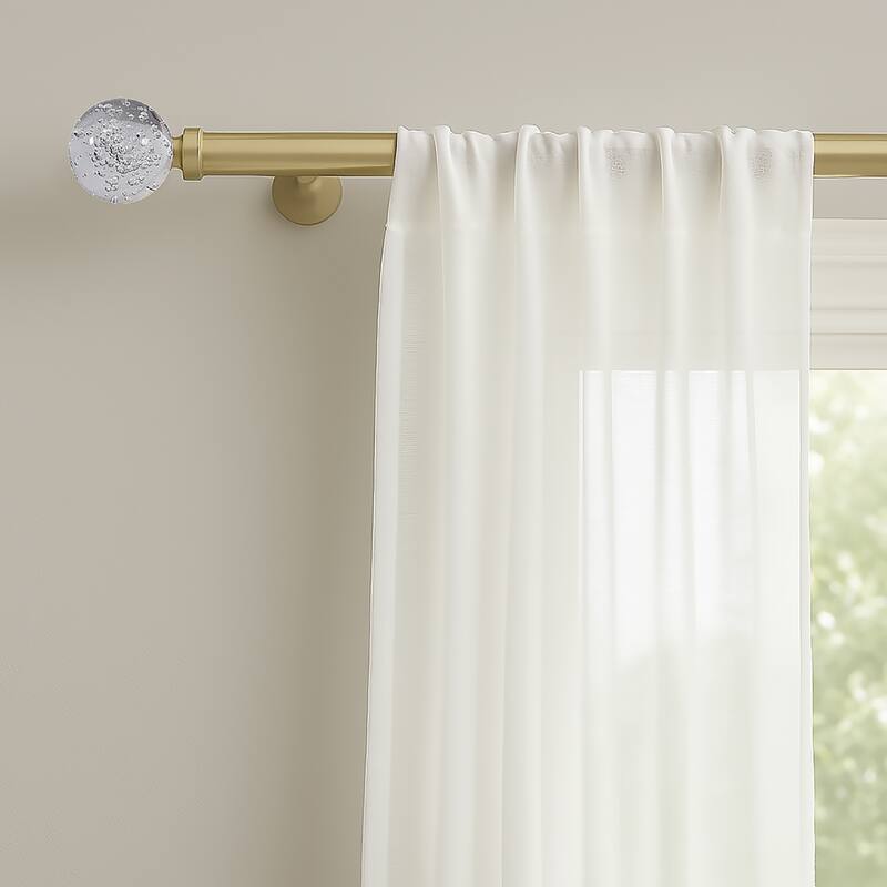 Clear Ball Bubbles Gold Modern Curtain Rod For Windows (66" - 120") - 66" - 120" inches