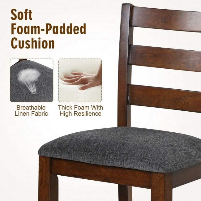 2Pcs Counter Height Chairs with Fabric Seat and Rubber Wood Legs - 17" x 18" x 39" (L x W x H)