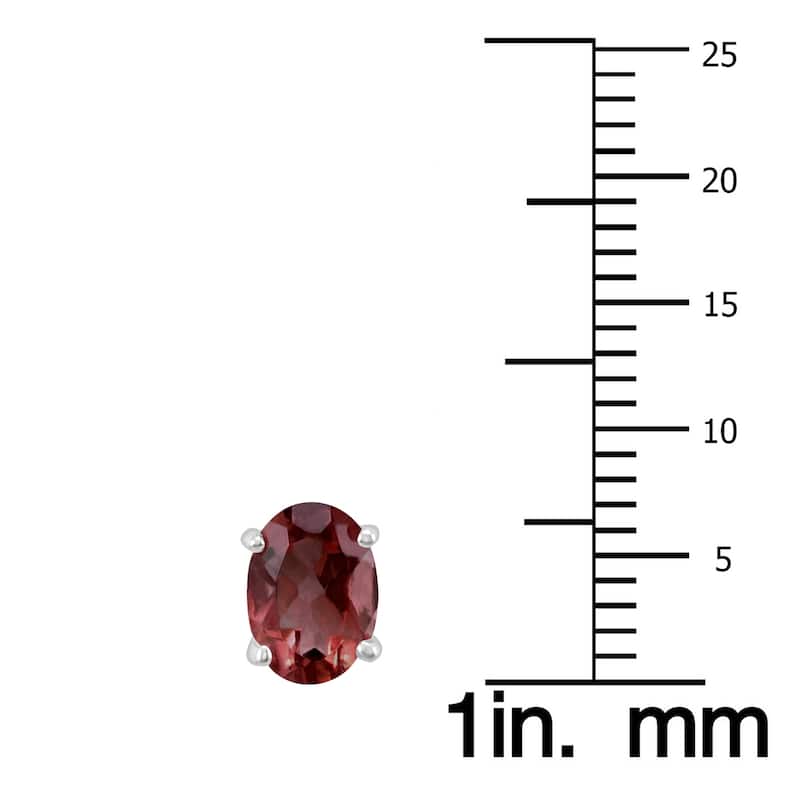 Marquee 14K White Gold 8x6MM Oval Garnet Earrings