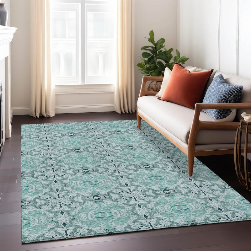 Machine Washable Indoor/ Outdoor Chantille Traditional Medallions Rug