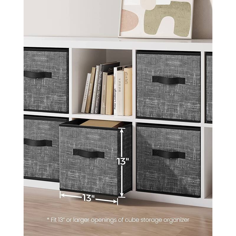 6 Fabric Foldable Storage Cubes with Handles Stylish Print Ideal for Bedroom and Living Room