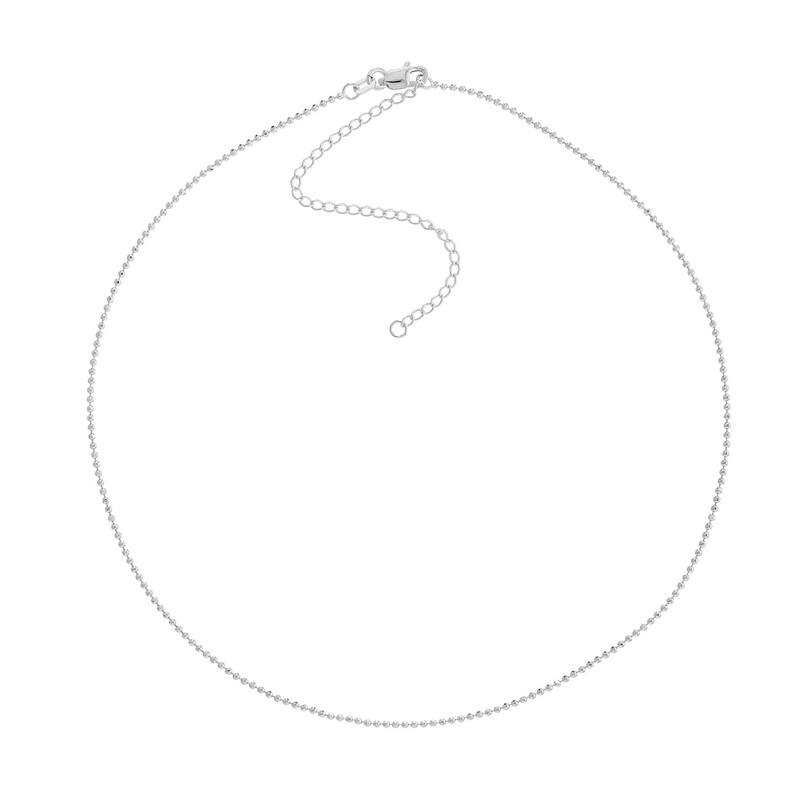 Curata 14k White, Yellow or Rose Gold 1.2mm Diamond Cut 13"- 16" Bead Choker Necklace