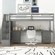 preview thumbnail 14 of 25, Wooden Twin Size Loft Bed wtih Rectangle Desk Underneath and Double Storage Drawers, Side Staircase Built-in Storage Gray - Twin