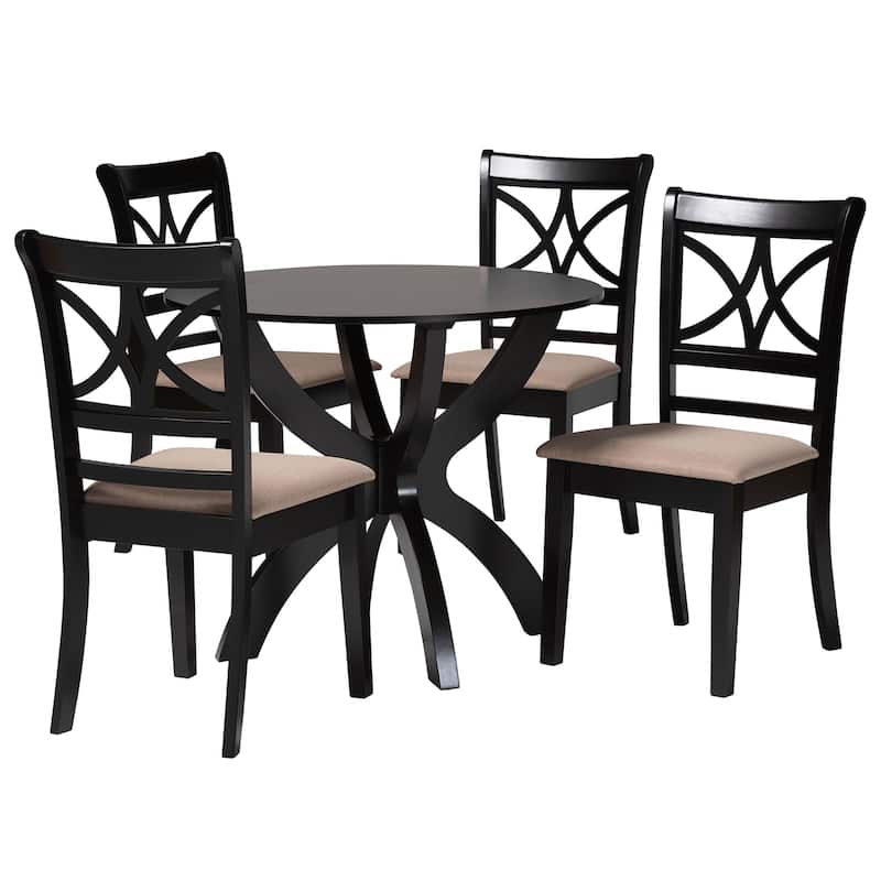Noemi Modern Wood 5-Piece Dining Set - Beige, Dark Brown