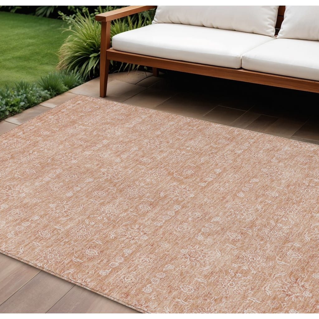 HomeRoots Floral Transitional Rectangle Outdoor Rug