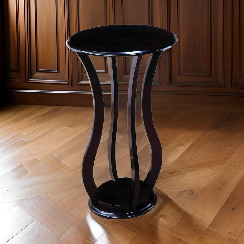 Contemporary Plant Stand With Bottom Storage Shelf, Brown