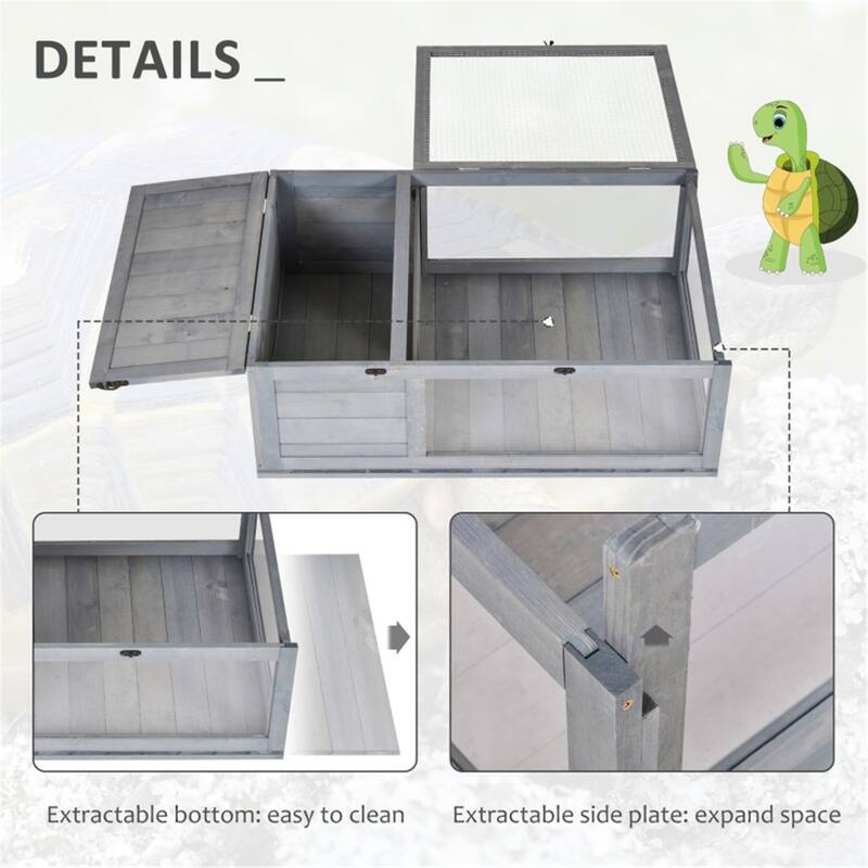 Turtle Cage with Solid Cedar Wood and Suitable for Small Animals - 35.75" L x 23.75" W x 12.5" H