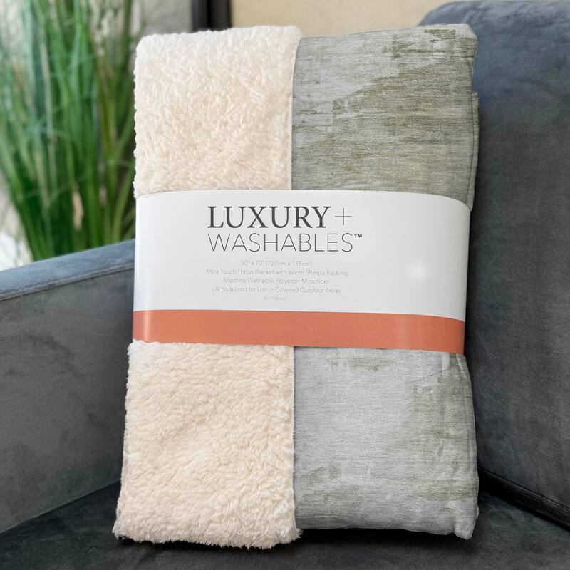 Premium Machine Washable Abstract Modern Sherpa Throw Blanket