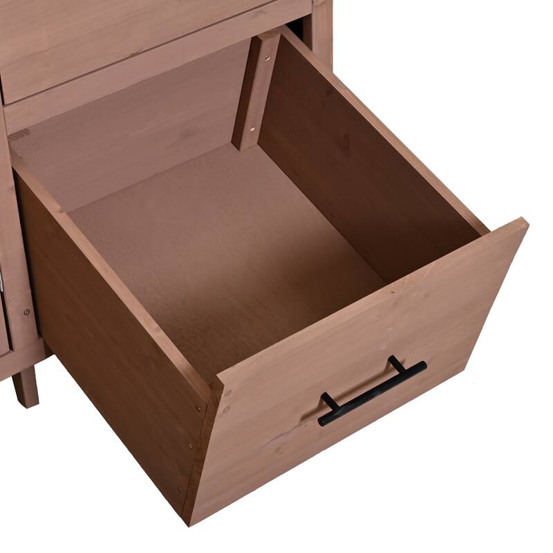 Roomfitters Garden Potting Bench with Storage Hutch, Outdoor Potting Table with 6 Drawers and Cabinets, Shelves