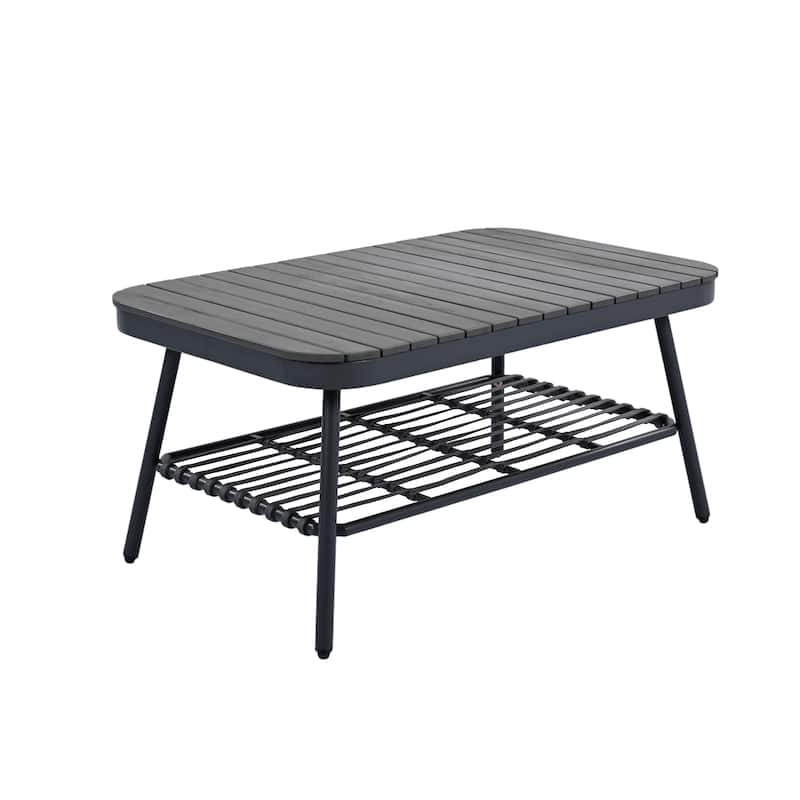 4-Piece Outdoor Patio Furniture Set, All Weather Sectional Furniture Set with Woven Rope Chairs and Coffee Table