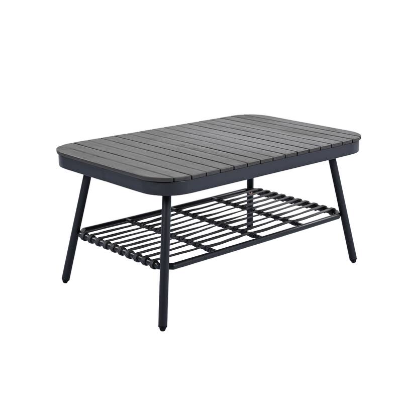 Roomfitters 4-Piece Outdoor Patio Conversation Set with Woven Rope Backrest, Cushions and Metal Frame Chairs