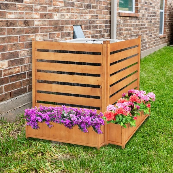 DoCred Air Conditioner Fence, 2-Panel Wood & Metal Privacy