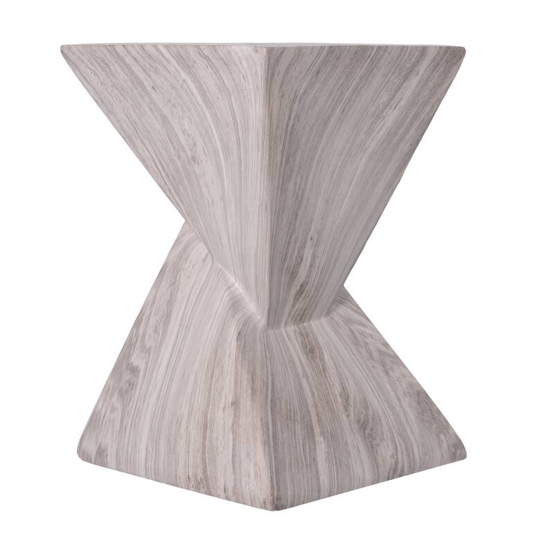 Christopher Knight Home - Modern Indoor/Outdoor 18.5"H Geometric Faux Marble MgO Accent Side Table with Sculptural Fluted Design