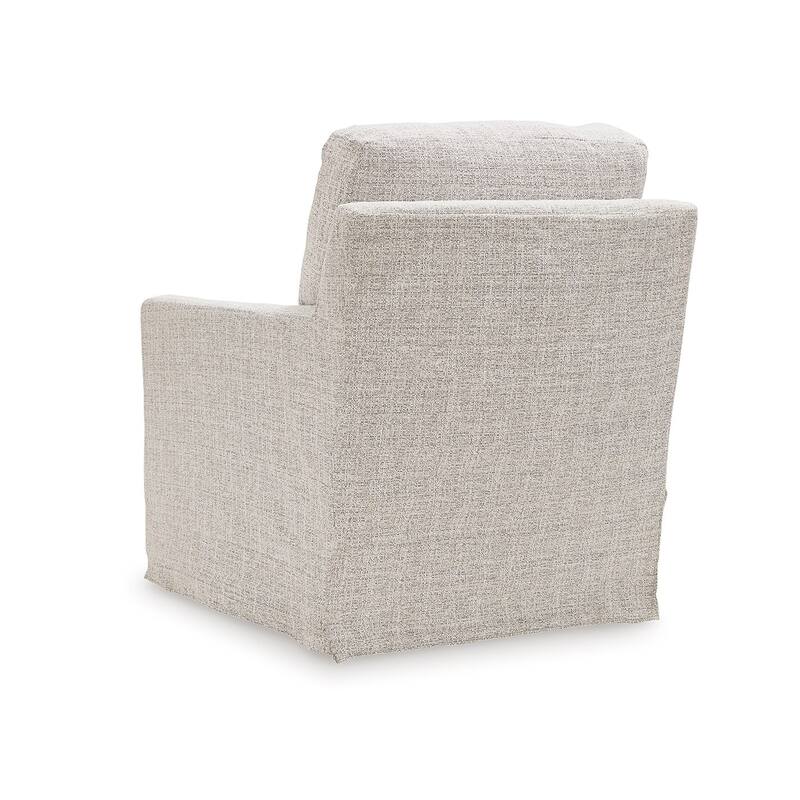 Neena Swivel Glider Accent Chair, Light Gray Polyester, Metal Base