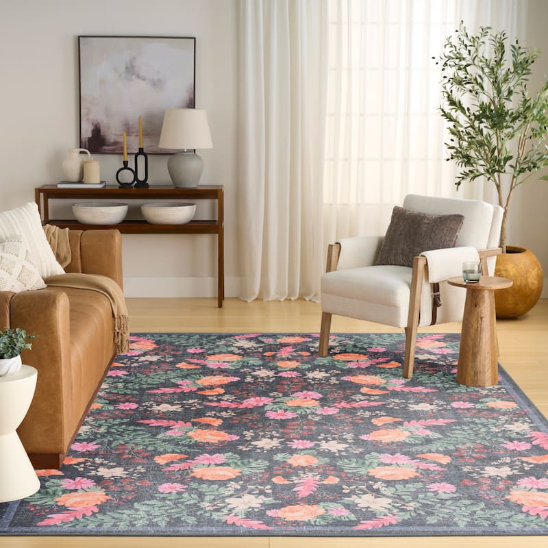 Nourison Botanical Washables Indoor only Floral Patterned Area Rug