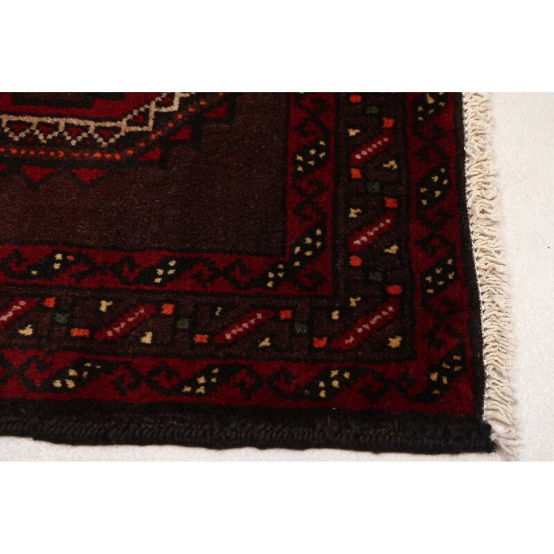 ECARPETGALLERY Hand-knotted Teimani Dark Burgundy Wool Rug - 3'4 x 6'0