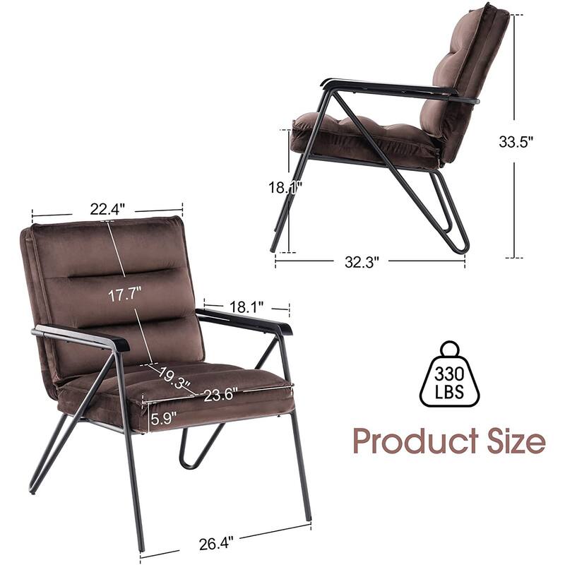 MCombo Tufted Velvet and Iron Club Chair with Ottoman