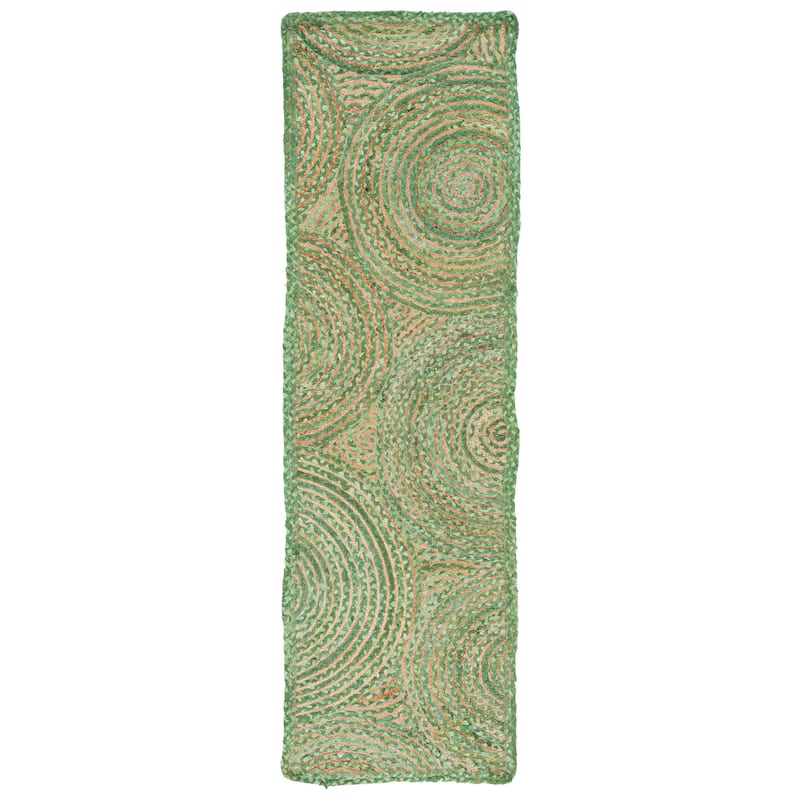 SAFAVIEH Handmade Cape Cod Eulogia Coastal Jute Rug - 2'3" x 8' Runner - Green/Natural