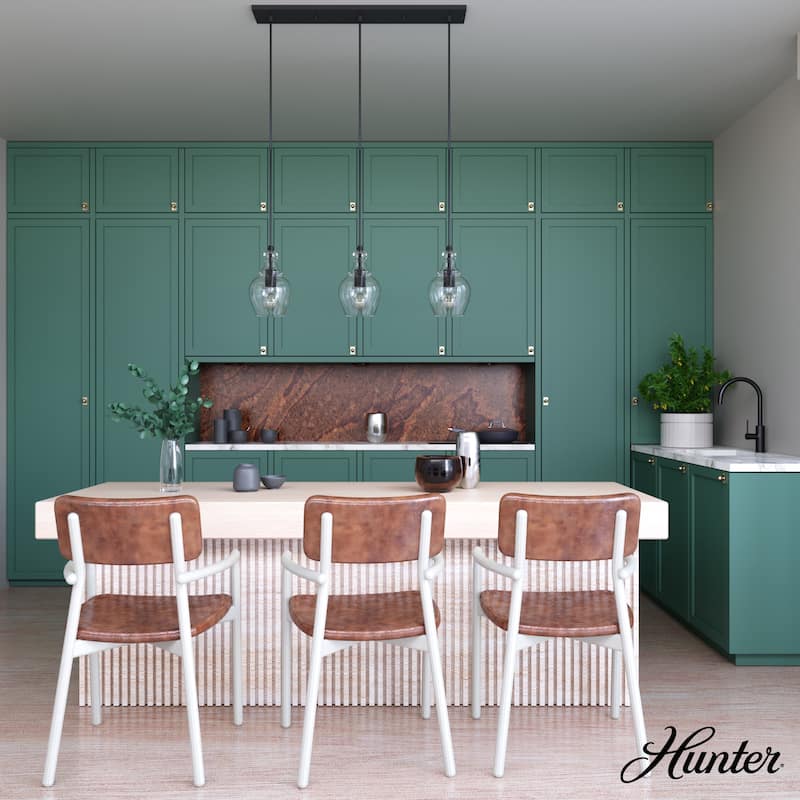 Hunter Maple Park 3-Light Linear Ceiling Light - Kitchen Island, Dining Room - Modern Farmhouse, Contemporary, Transitional