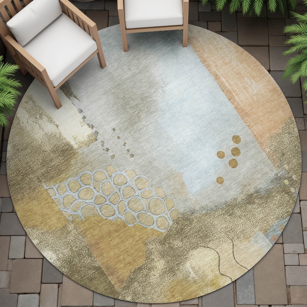 Machine Washable Indoor/Outdoor Modern Abstract Chantille Rug