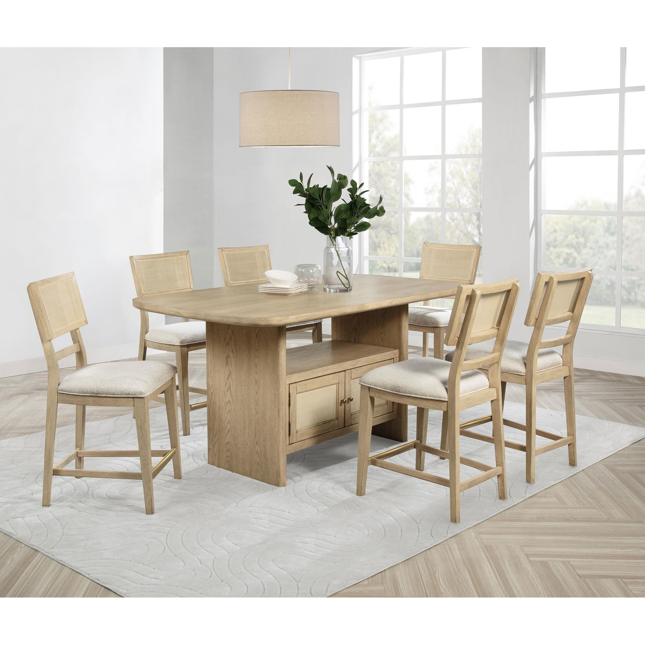 Kailani Wood Counter Height Dining Set Beige Oak