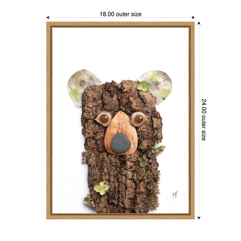 Kate and Laurel Bear with Green by Madeline Jeppesen Framed Canvas Wall Art Print