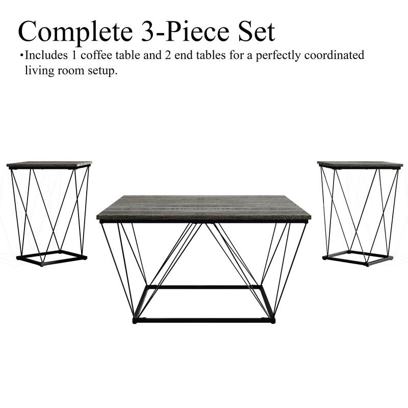 CraftPorch Minimalist 3- Pieces Coffee Table Set