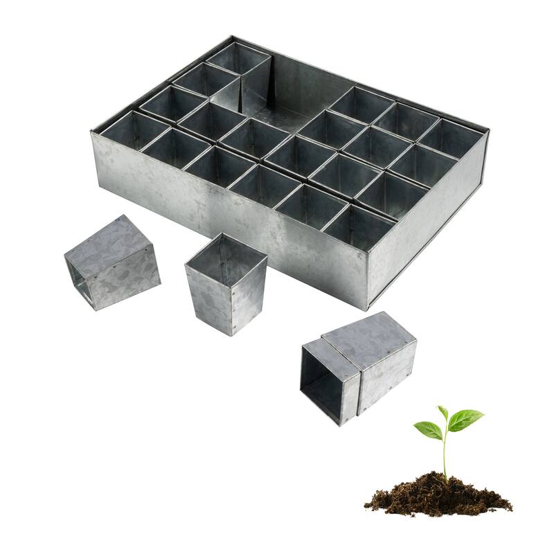 Kings County Tools Seed Starter Tray - Galvanized Steel Seedling Tray with 24 Plant Starter Pots - Seed Starter Kits