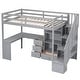 preview thumbnail 7 of 80, Multifunctional Wood Twin Size Loft Bed with L-Shaped Desk and Storage Staircase, Loft Bed Frame with Cabinet and Drawers
